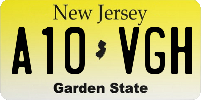 NJ license plate A10VGH
