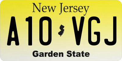 NJ license plate A10VGJ