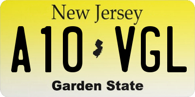 NJ license plate A10VGL