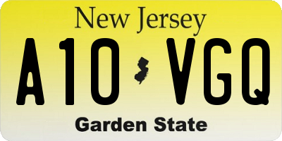 NJ license plate A10VGQ
