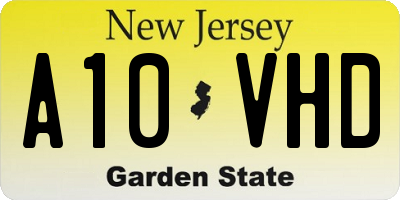 NJ license plate A10VHD