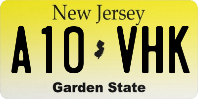NJ license plate A10VHK