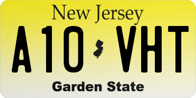 NJ license plate A10VHT