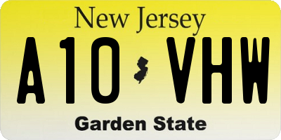 NJ license plate A10VHW