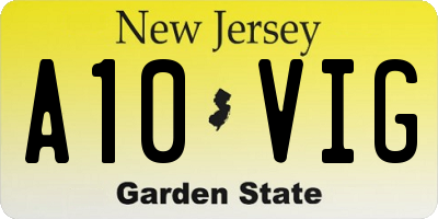 NJ license plate A10VIG