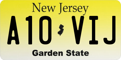 NJ license plate A10VIJ