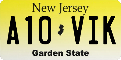 NJ license plate A10VIK