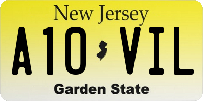 NJ license plate A10VIL