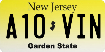 NJ license plate A10VIN