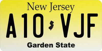 NJ license plate A10VJF