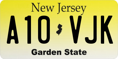 NJ license plate A10VJK