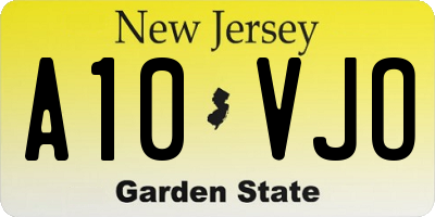 NJ license plate A10VJO