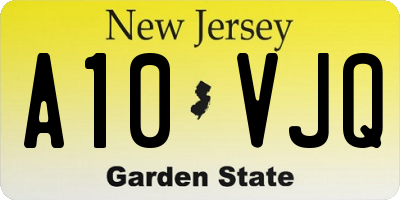 NJ license plate A10VJQ