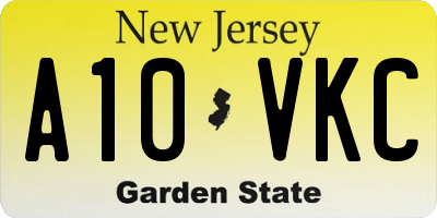 NJ license plate A10VKC