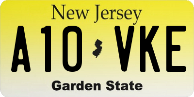 NJ license plate A10VKE