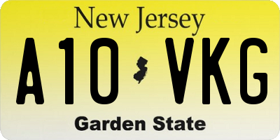 NJ license plate A10VKG