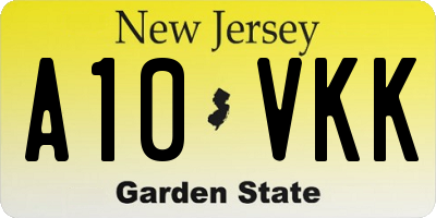 NJ license plate A10VKK