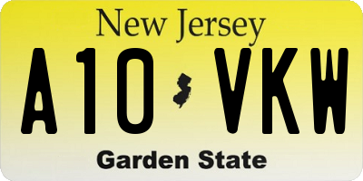 NJ license plate A10VKW
