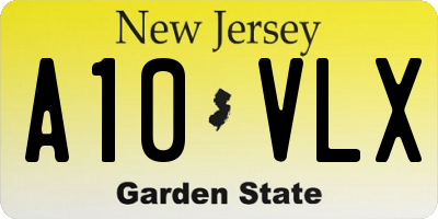 NJ license plate A10VLX