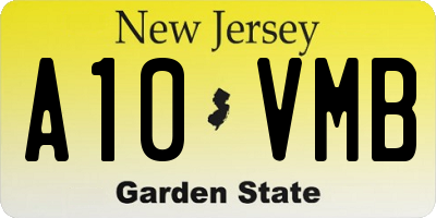 NJ license plate A10VMB