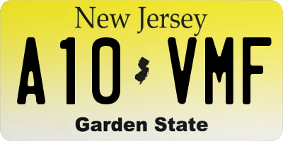 NJ license plate A10VMF