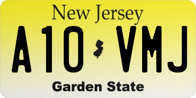 NJ license plate A10VMJ