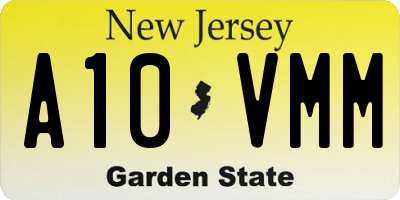 NJ license plate A10VMM