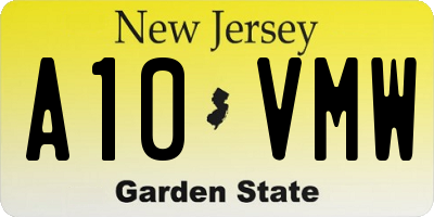 NJ license plate A10VMW