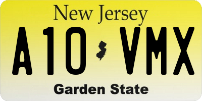 NJ license plate A10VMX