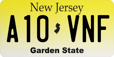 NJ license plate A10VNF