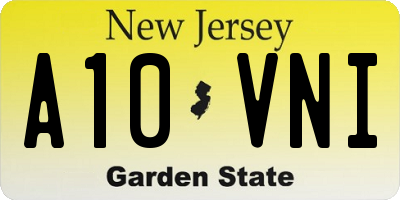 NJ license plate A10VNI