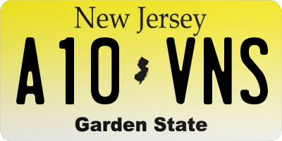 NJ license plate A10VNS