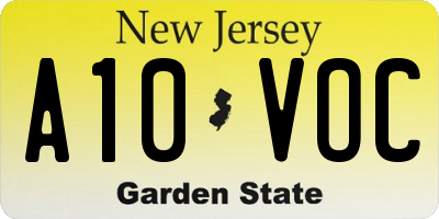 NJ license plate A10VOC