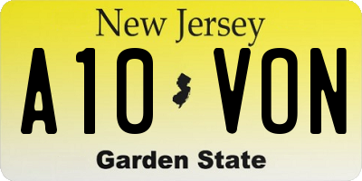 NJ license plate A10VON