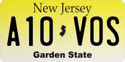 NJ license plate A10VOS