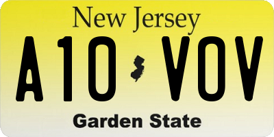NJ license plate A10VOV