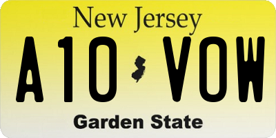 NJ license plate A10VOW