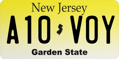 NJ license plate A10VOY