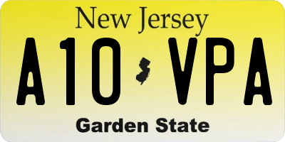 NJ license plate A10VPA