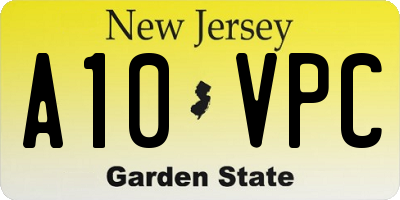 NJ license plate A10VPC