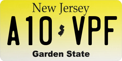 NJ license plate A10VPF