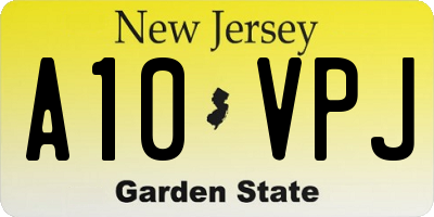 NJ license plate A10VPJ