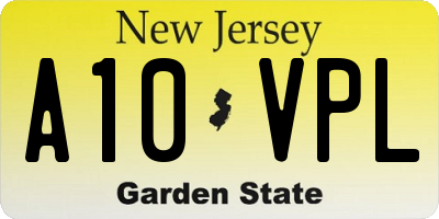 NJ license plate A10VPL