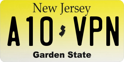 NJ license plate A10VPN