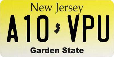 NJ license plate A10VPU