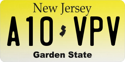 NJ license plate A10VPV