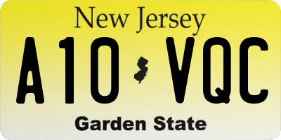 NJ license plate A10VQC