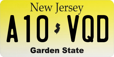 NJ license plate A10VQD