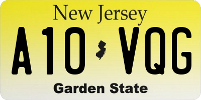 NJ license plate A10VQG