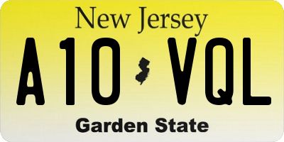 NJ license plate A10VQL